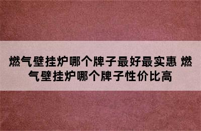 燃气壁挂炉哪个牌子最好最实惠 燃气壁挂炉哪个牌子性价比高